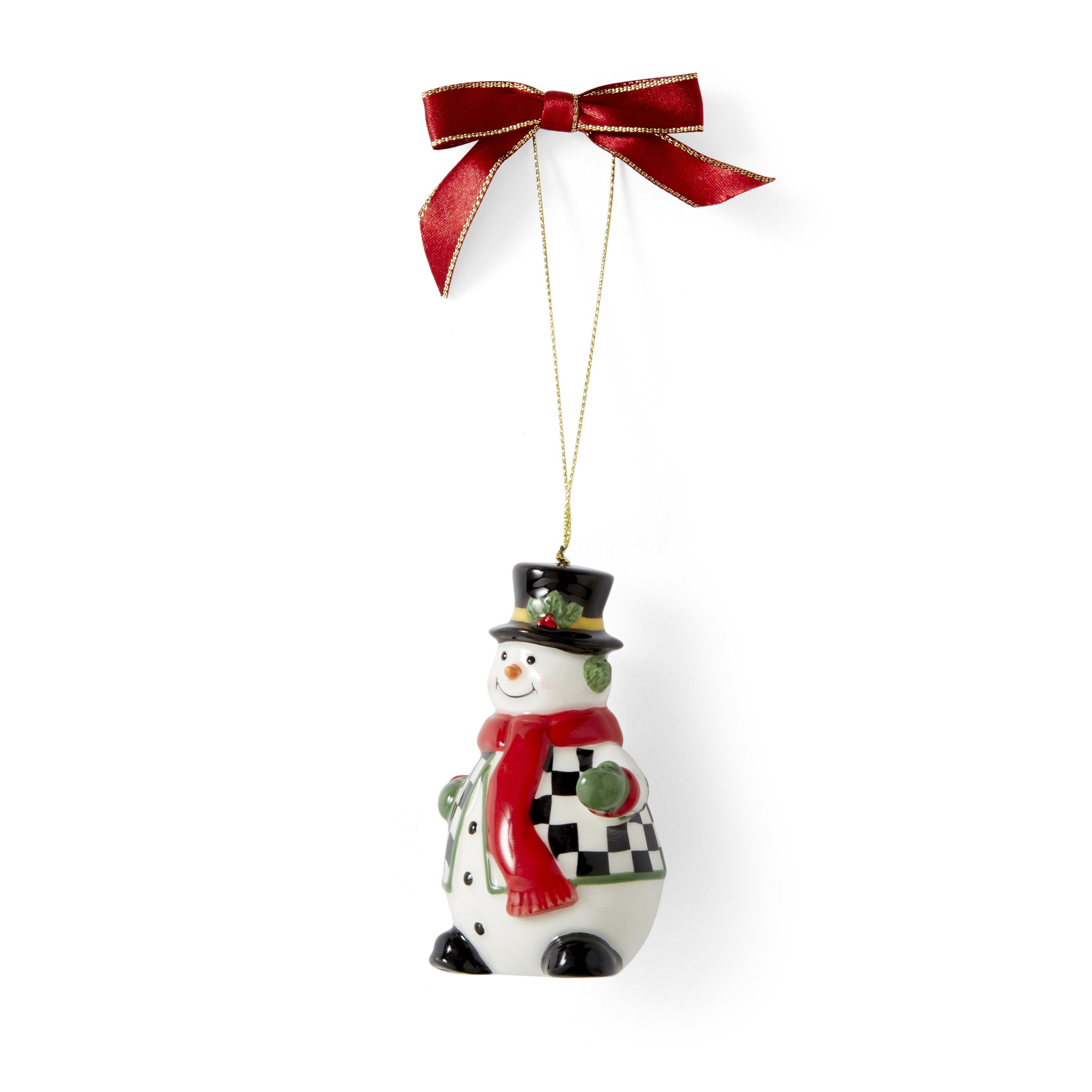 Christmas Tree Black and White Snowman Ornament image number null